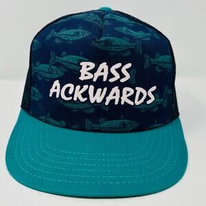 Vintage Bass Ackwards Hat Cap Snapback 80's 90's USA P Cap Fishing Summer